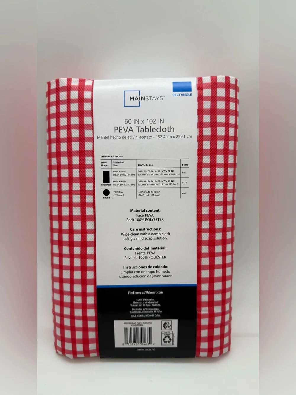 Mainstays Red and White Gingham Tablecloth